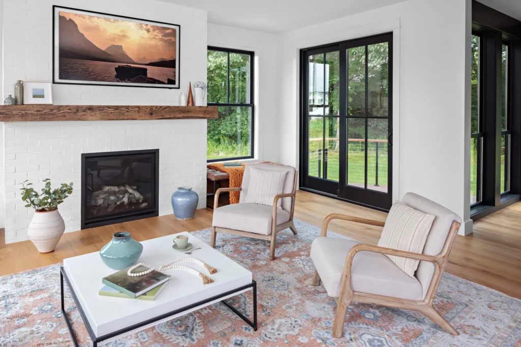 Living Room With Black Frame Windows – Chicago Window Installation